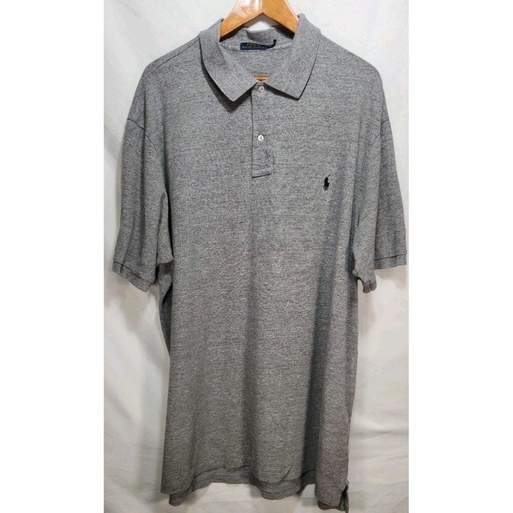 Polo Ralph Lauren Shirt Mens 2XLT Heather Gray Golf Single Stitch‎